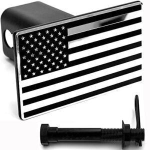 lfparts usa flag black & chrome metal hitch cover fits 2" receivers