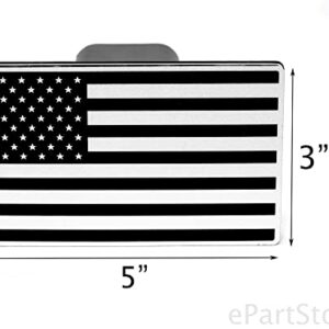 LFPartS USA Flag Black & Chrome Metal Hitch Cover Fits 2" Receivers