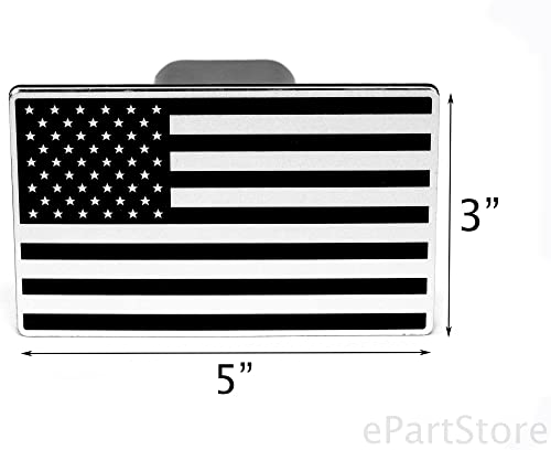 LFPartS USA Flag Black & Chrome Metal Hitch Cover Fits 2" Receivers