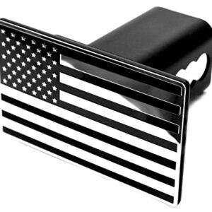 LFPartS USA Flag Black & Chrome Metal Hitch Cover Fits 2" Receivers