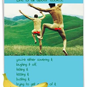 NobleWorks Jumbo Humorous Birthday Paper Card 8.5 x 11 Inch with Envelope (1 Pack) Big, Jumbo Bday Jumbo Asses Birthday J0690