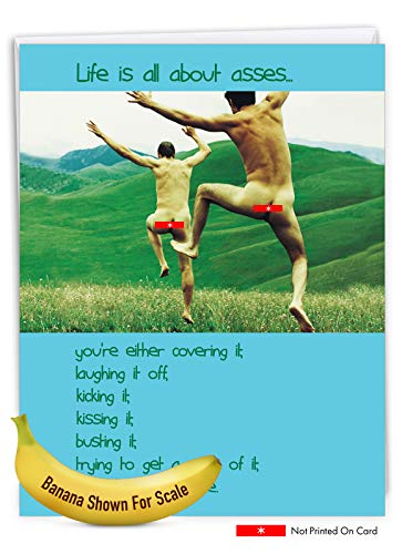 NobleWorks Jumbo Humorous Birthday Paper Card 8.5 x 11 Inch with Envelope (1 Pack) Big, Jumbo Bday Jumbo Asses Birthday J0690