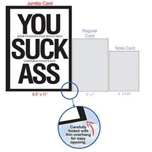 NobleWorks Funny 'You Suck A$$' Congratulations Greeting Card w/Envelope - Congrats You Suck A$$ Card - Funny Celebration Stationery 8.5 x 11 Inch J8682