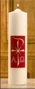 will & baumer candle - alpha omega christ candle - 3 x 12