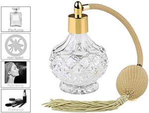 h&d charming clear checked carved glass empty refillable perfume bottle with spray atomizer