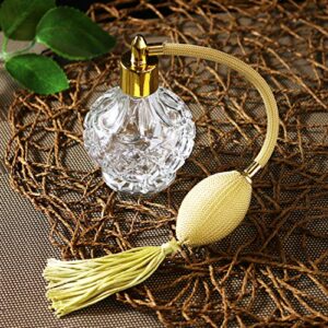 H&D Charming Clear Checked Carved Glass Empty Refillable Perfume Bottle with Spray Atomizer