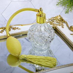 H&D Charming Clear Checked Carved Glass Empty Refillable Perfume Bottle with Spray Atomizer