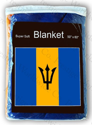 Barbados Flag Fleece Travel Blanket 5 ft. x 4.2 ft. Barbadian Throw Cover