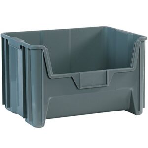 aviditi giant stackable plastic storage shelf bins, 19-7/8 x 15-1/4 x 12 7/16 inches, blue, pack of 3, for organizing homes, offices, garages and classrooms