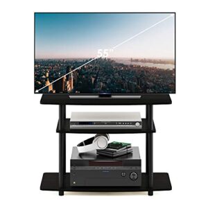 Furinno Turn-N-Tube No Tools 3-Tier Entertainment Center TV Stand for TV up to 32 Inch, Plastic Round Tubes, Espresso/black