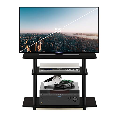 Furinno Turn-N-Tube No Tools 3-Tier Entertainment Center TV Stand for TV up to 32 Inch, Plastic Round Tubes, Espresso/black