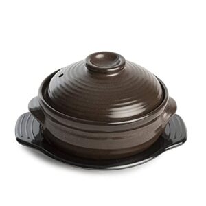 crazy korean cooking korean stone bowl (dolsot), sizzling hot pot for bibimbap and soup - premium ceramic (medium with lid)