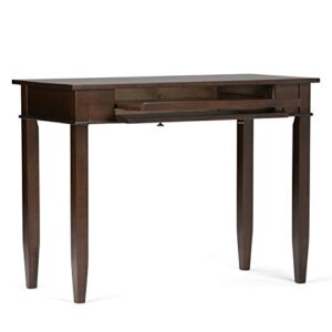 SIMPLIHOME Carlton SOLID WOOD Transitional Modern 42 inch Wide Home Office Desk, Writing Table, Workstation, Study Table Furniture in Dark Tobacco Brown with 1 Drawer