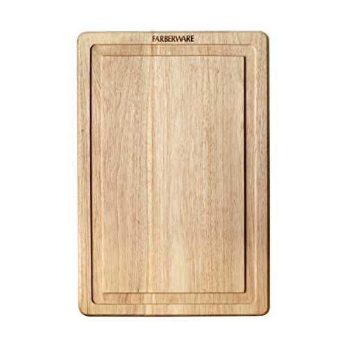 Farberware Hardwood Cutting Board with Drip Groove Trench, 12-Inch-by-18-Inch, Natural