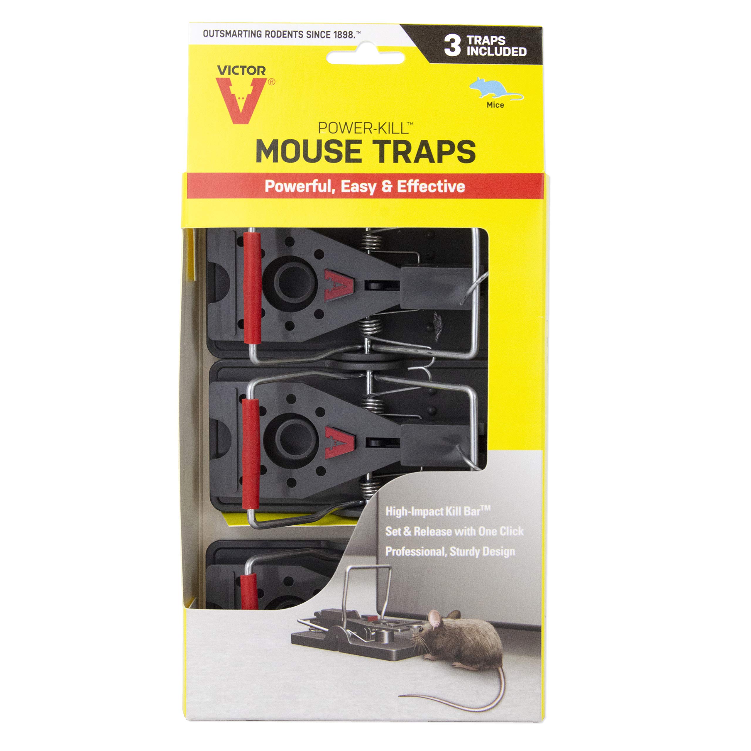 Victor M393 Power-Kill Easy Set Mouse Trap - 3 Reusable Mouse Traps