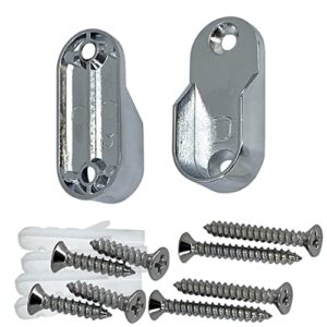 oval closet rod end supports | screw on type | 15mm x 30mm | polished chrome | 2 pack