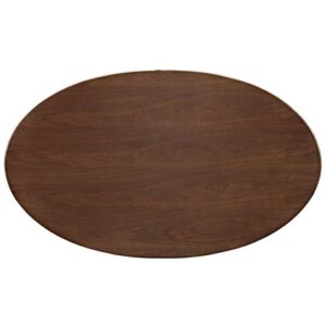 Modway Lippa 60" Mid-Century Modern Dining Table with Oval Top in Walnut