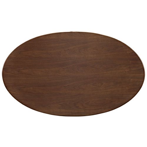 Modway Lippa 60" Mid-Century Modern Dining Table with Oval Top in Walnut