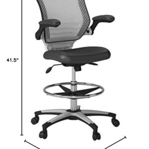 Modway EEI-211 Edge Drafting Chair - Reception Desk Chair - Flip-Up Arm Drafting Chair in Gray