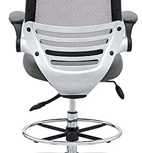 Modway EEI-211 Edge Drafting Chair - Reception Desk Chair - Flip-Up Arm Drafting Chair in Gray