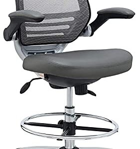 Modway EEI-211 Edge Drafting Chair - Reception Desk Chair - Flip-Up Arm Drafting Chair in Gray