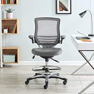 Modway EEI-211 Edge Drafting Chair - Reception Desk Chair - Flip-Up Arm Drafting Chair in Gray