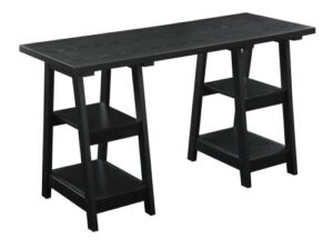 convenience concepts designs2go double trestle desk with shelves, black