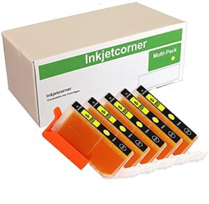 inkjetcorner compatible ink cartridge replacement for cli-221y cli-221 for use with ip3600 ip4600 ip4700 mp560 mp620 mp640 mx860 mx870 (yellow, 5-pack)