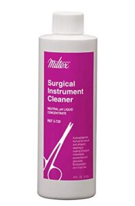 surgical instrument cleaner, 8 fl. oz. (0.24 liter) bottles. super concentrate formula for manual and ultrasonic cleaning or soaking of surgical instruments, accessories and glassware.