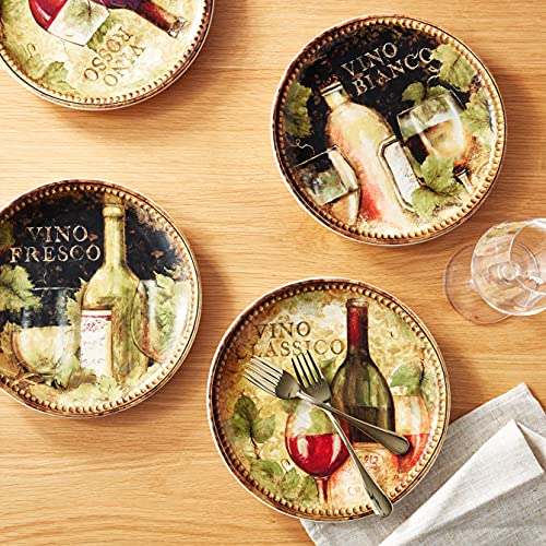 Certified International Gilded Wine Salad/Dessert Plates (Set of 4), 9", Multicolor