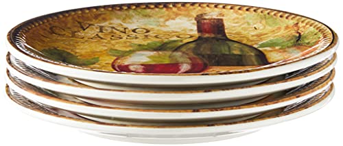 Certified International Gilded Wine Salad/Dessert Plates (Set of 4), 9", Multicolor