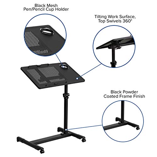 Flash Furniture Macon Black Adjustable Height Steel Mobile Computer Desk