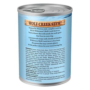 Blue Buffalo Wilderness Wolf Creek Stew High Protein, Natural Wet Dog Food, Chunky Chicken Stew in gravy 12.5-oz cans (Pack of 12)