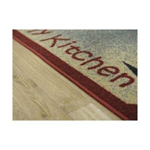 Kitchen Rugs and Mats - 18" x 31" - Non Skid, Rubber Back - Love My Kitchen, Heart Utencil Themed - Doormat