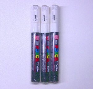 uni posca paint marker pc-1m white, 3 pens per pack(japan import) [komainu-dou original package]