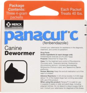 panacur c canine dewormer dogs 4 gram each packet treats 40 lbs (3 packets), red (iwm022815)