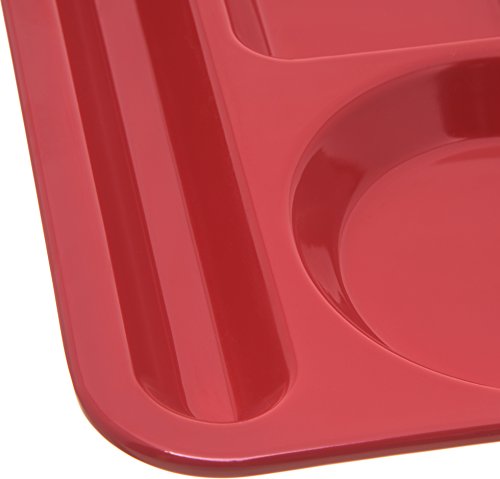 Carlisle FoodService Products Left-Hand Heavyweight 6-Compartment Melamine Tray 10" x 14" - Red