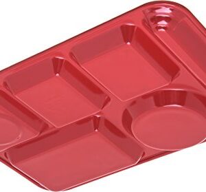 Carlisle FoodService Products Left-Hand Heavyweight 6-Compartment Melamine Tray 10" x 14" - Red