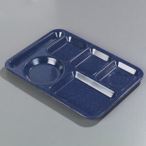 Carlisle FoodService Products Left-Hand Heavyweight 6-Compartment Melamine Tray 10" x 14" - Café Blue