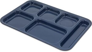 carlisle foodservice products right hand 6-compartment melamine tray 14.5" x 10" - dark blue