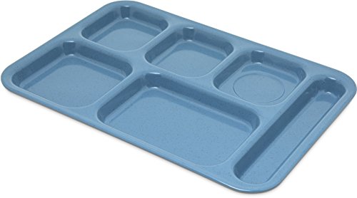 Carlisle FoodService Products Right-Hand Heavyweight 6-Compartment Melamine Tray 10" x 14" - Sandshade