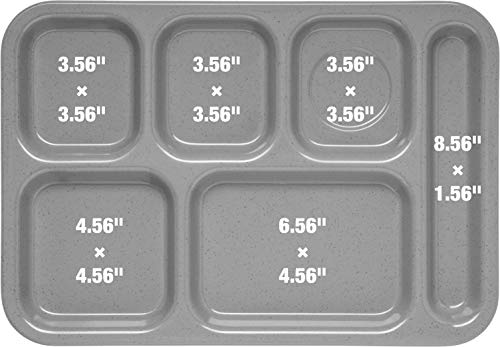 Carlisle FoodService Products Right-Hand Heavyweight 6-Compartment Melamine Tray 10" x 14" - Sandshade
