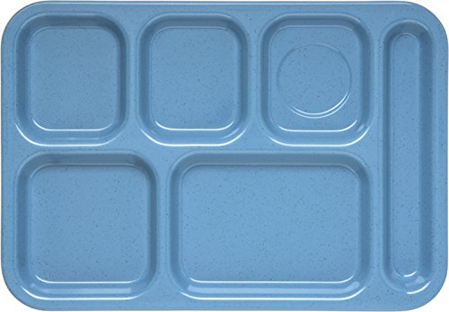 Carlisle FoodService Products Right-Hand Heavyweight 6-Compartment Melamine Tray 10" x 14" - Sandshade