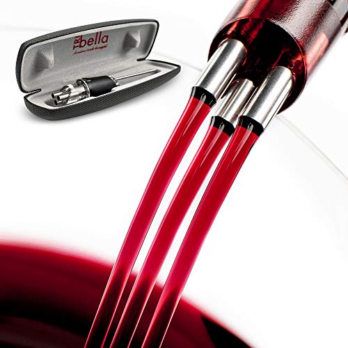 TRIBELLA Classic Wine Aerator, Multi-Stream Wine Aeration Device, 3 Stainless Steel Spouts, Handmade, Easy-to-Use, No-Drip Wine Pouring Accessory in Easy-to-Carry Protective Case