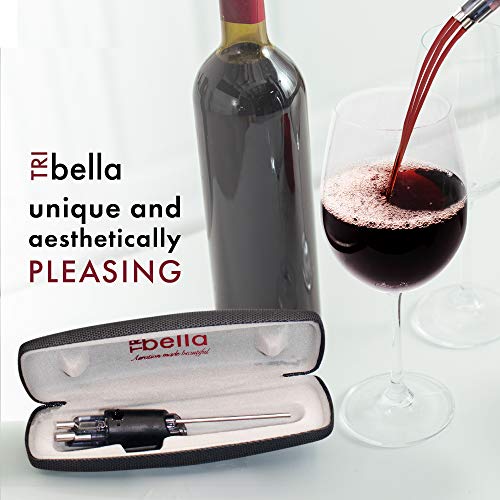 TRIBELLA Classic Wine Aerator, Multi-Stream Wine Aeration Device, 3 Stainless Steel Spouts, Handmade, Easy-to-Use, No-Drip Wine Pouring Accessory in Easy-to-Carry Protective Case