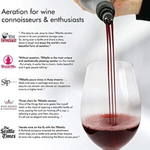 TRIBELLA Classic Wine Aerator, Multi-Stream Wine Aeration Device, 3 Stainless Steel Spouts, Handmade, Easy-to-Use, No-Drip Wine Pouring Accessory in Easy-to-Carry Protective Case