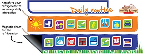 Kids Daily Routine Charts - Magnetic Refrigerator Behavior Chart for Kids to Help Your Child with Their Morning & Evening Routines by Monkey & Chops