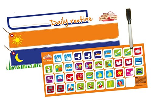 Kids Daily Routine Charts - Magnetic Refrigerator Behavior Chart for Kids to Help Your Child with Their Morning & Evening Routines by Monkey & Chops