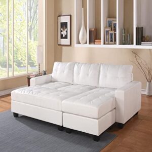 ACME FURNITURE Lyssa Sectional Sofa w/Ottoman - 51210 - White Bonded Leather Match