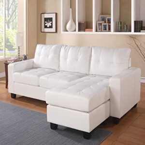 ACME FURNITURE Lyssa Sectional Sofa w/Ottoman - 51210 - White Bonded Leather Match
